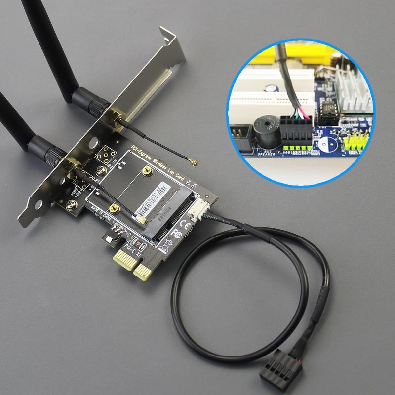 GLOTRENDS WA02 Mini PCIe to PCIe X1 WiFi Bluetooth Adapter for Mini PCIe WiFi 4/5/6/6e Module/Coral TPU Module, with 3.5-dBi SMA Antenna Kits - Image 4